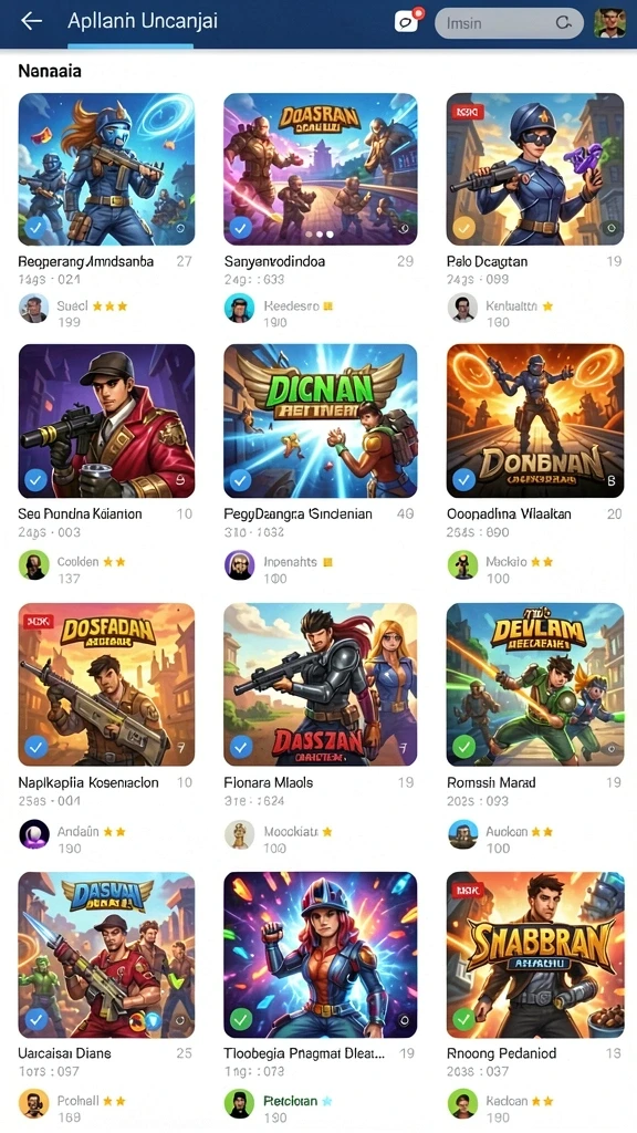 Tampilan awal aplikasi QTGAME yang menarik dan intuitif.