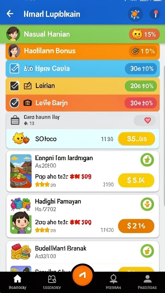 Berbagai pilihan permainan yang tersedia.
